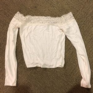 LF Lace Off the Shoulder Ivory Top